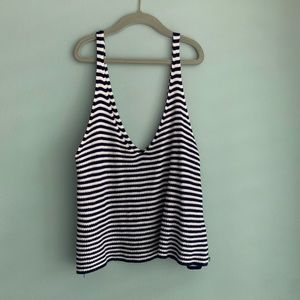 Forever 21 Knitted Blue and White Striped Tank